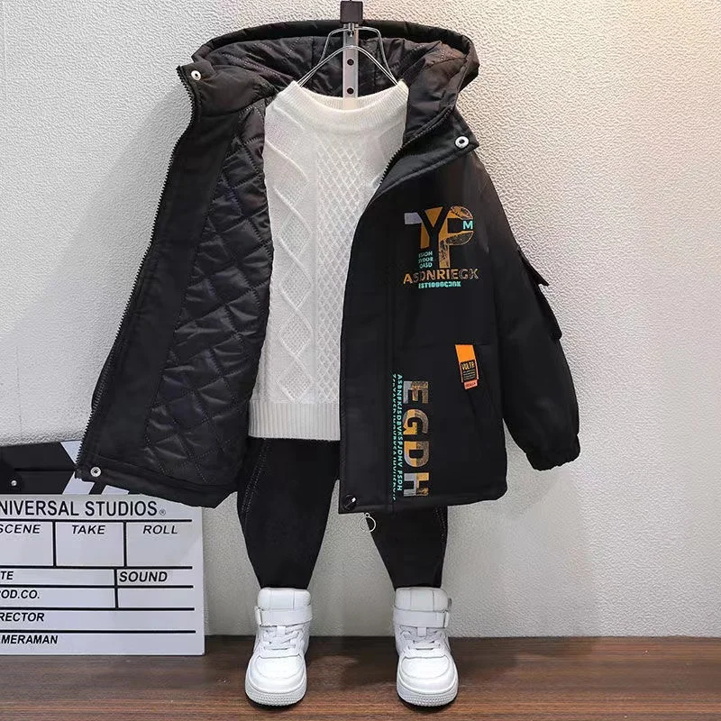 

Boys Coat Jacket Outwear Tops Cotton 2022 Loose Thicken Plus Velvet Winter Autumn Plus Size Overcoat Children's Clothes