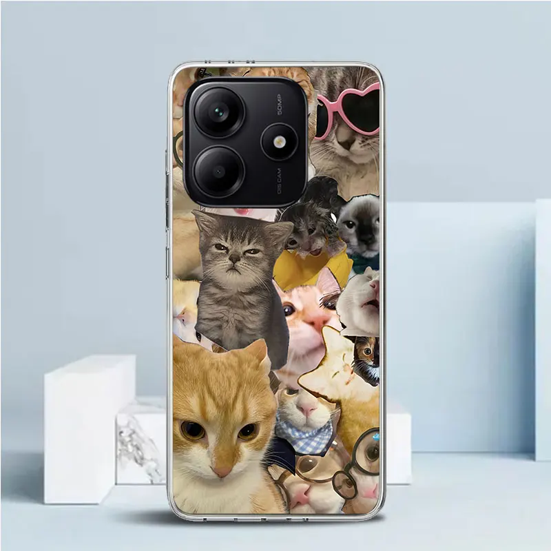 Фото Мягкий чехол с мемами «Плачущий кот» для Xiaomi Redmi Note 15 14 13 12 Pro Plus, чехол для телефона 14S 11S 11T 5G 11E 10 4G, узорчатый чехол Redmi N №5