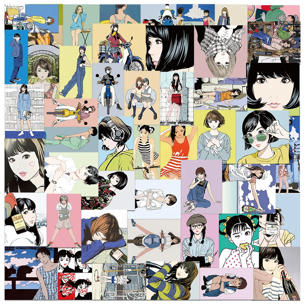 Стикеры японские в стиле ретро с мотивами комиксов для девочек