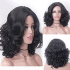 Синтетические черные парики средней длины, натуральные волнистые искусственные волосы для женщин, черные волосы средней длины, парики для косплея, Боб, для повседневвечерние