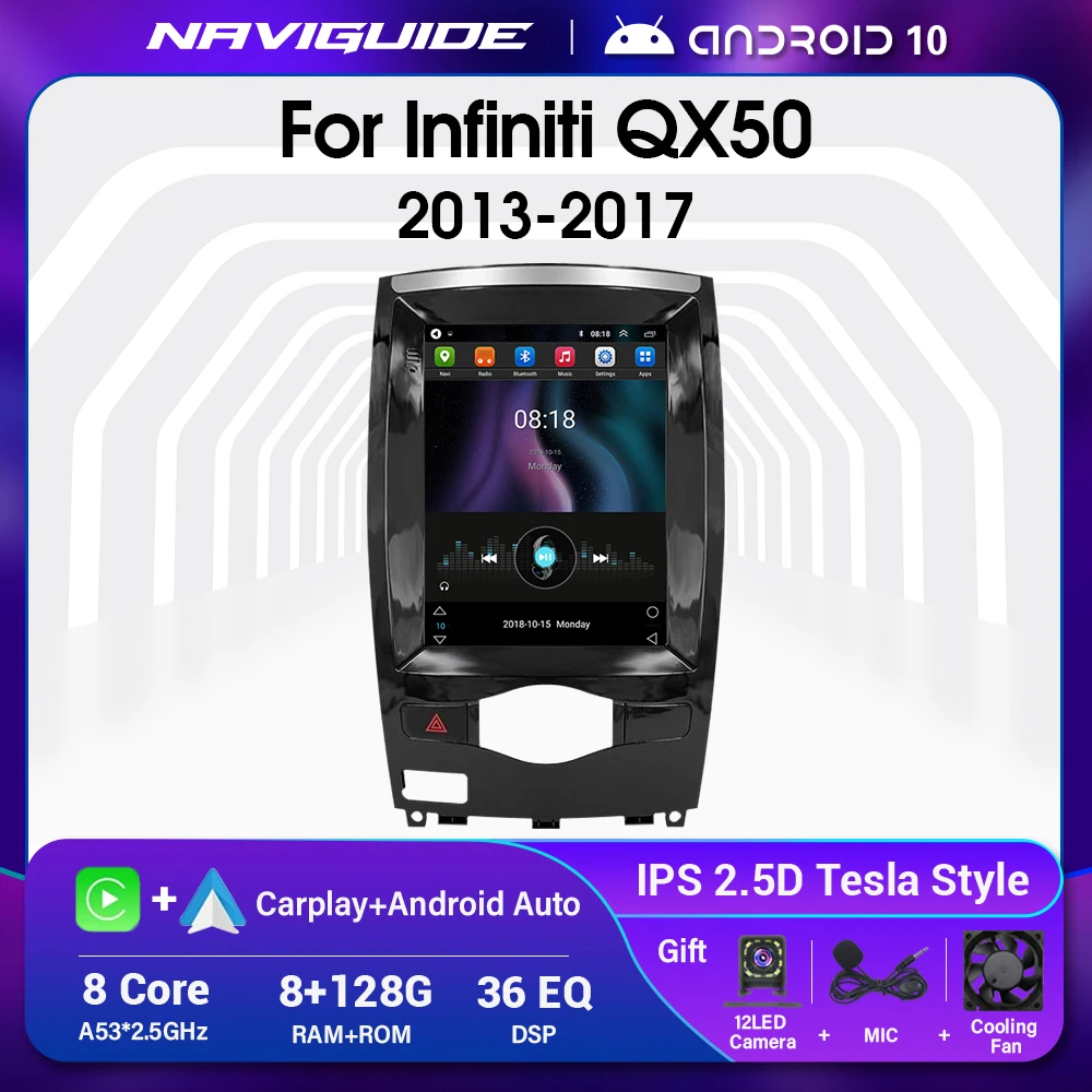 

For Infiniti QX50 2013-2017 For Tesla Style Vertical Screen Android 10 Car Radio Multimedia Video Player Navigation GPS NO DVD