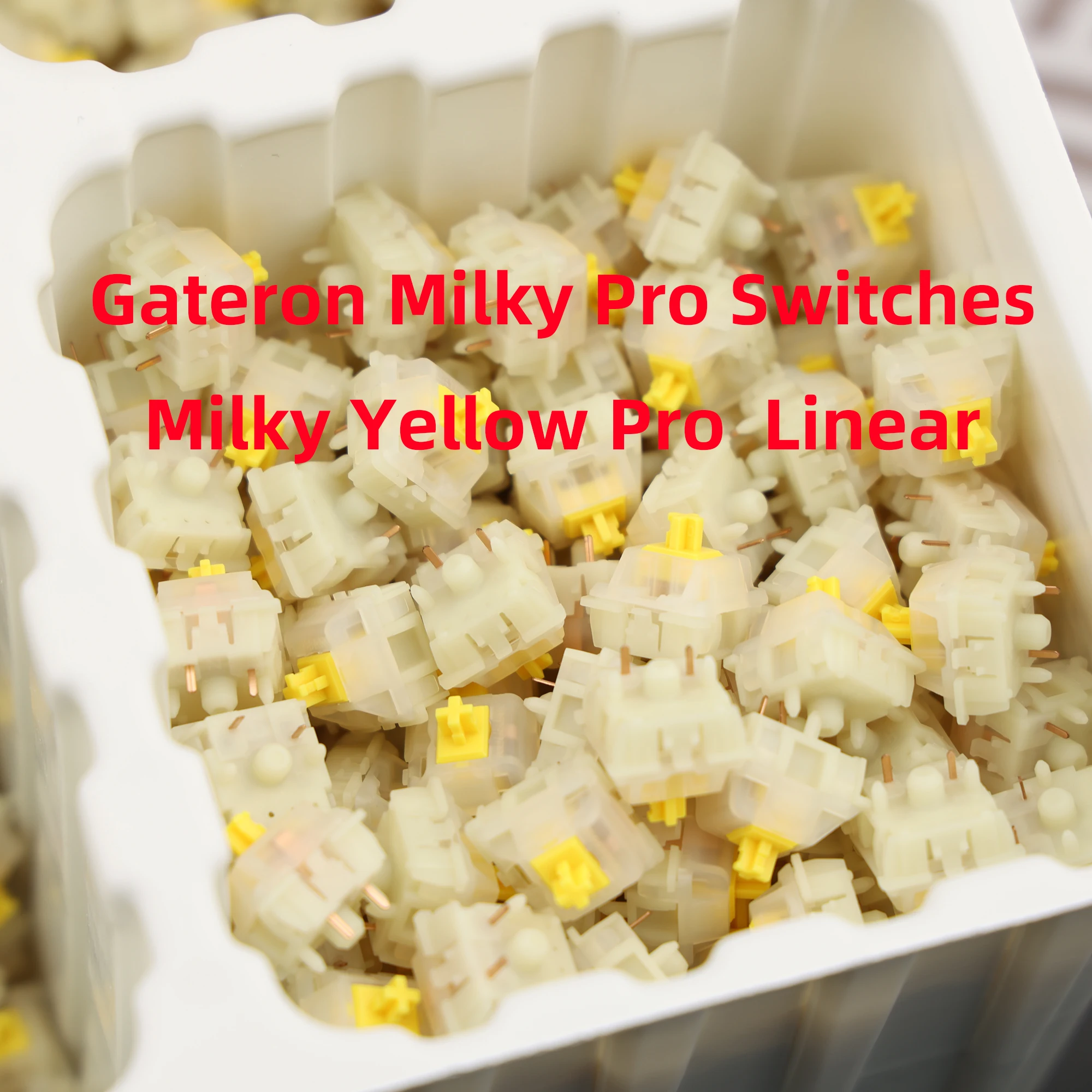 Фото Переключатели Gateron Milky Pro Молочно-желтый Pro Линейный предварительно смазанный переключатель SMD RGB MX Выходной переключатель для механической клавиатуры 5-контактный POM №2