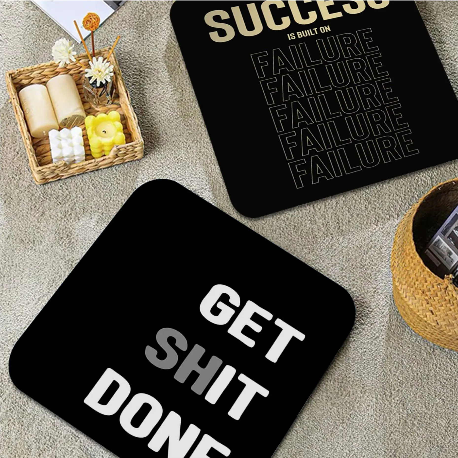 

Grind Hustle Success Motivational Creative Dining Chair Cushion Circular Decoration Seat For Office Desk Cushions Home Decor