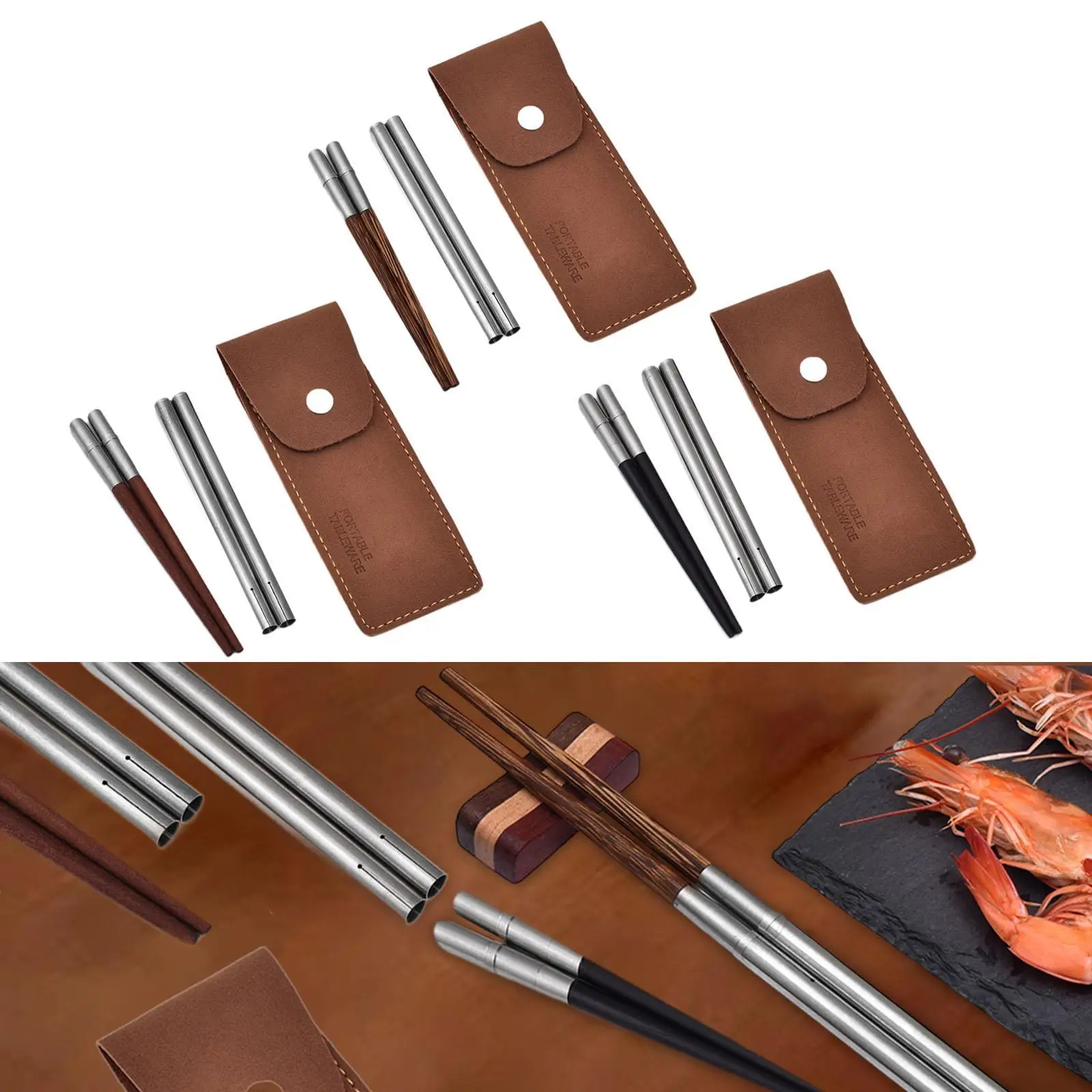 Hashis de Madeira Portáteis Leves e Versáteis com Bolsa de Armazenamento para Exterior