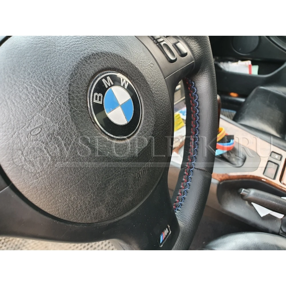 Оплетка на руль &quotBMW-525" (БМВ-525) для кожаного руля с подкладкой - черная