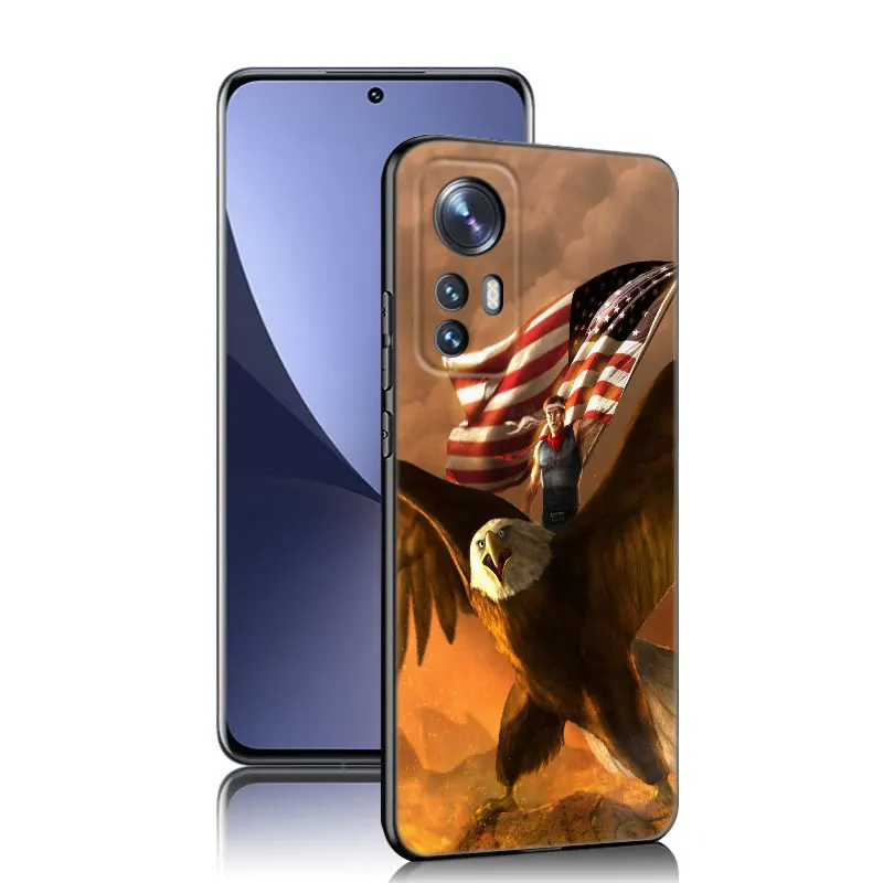 Черный силиконовый чехол с американским флагом для телефона Xiaomi Mi 9 SE 8 10 10T 11 12 13 Lite