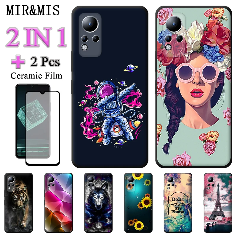 

For Infinix Note 12i 2022 Fashion Painted Soft Case For Infinix Note 12i 2022 X677 2 IN 1 With Two Piece Ceramic Film