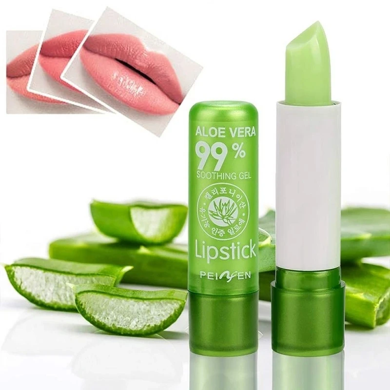 

1PCS Aloe Vera Moisturizing Lip Balm Color Mood Changing Lipstick Lasting Anti-wrinkle Anti Aging Nourishing Lipsticks Lip Care