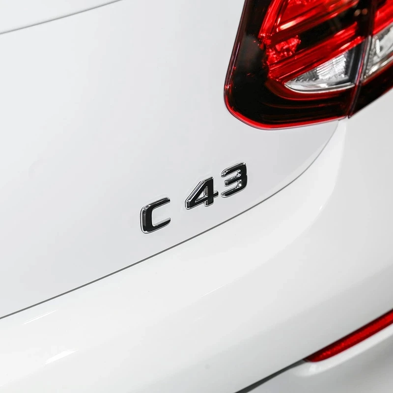 Черные ABS 3D хромированные буквы для автомобильных наклеек Mercedes C43 C63 AMG W204 W205 W203