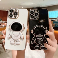13 pro max electroplated astronaut hidden stand case for iphone 13 12 11 pro max x xr xs max 7 8 6 6s plus luxury case cover