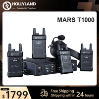 hollyland mars t1000 official full duplex wireless intercom system for 1 base station 4 wireless beltpacks for weddings film