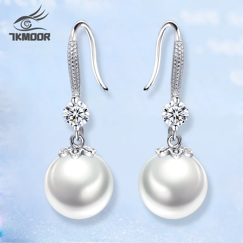 

Stamp Silver Color New Woman Fashion Jewelry High Quality Crystal Zircon Pearl Simple Retro Long Tassel Earrings
