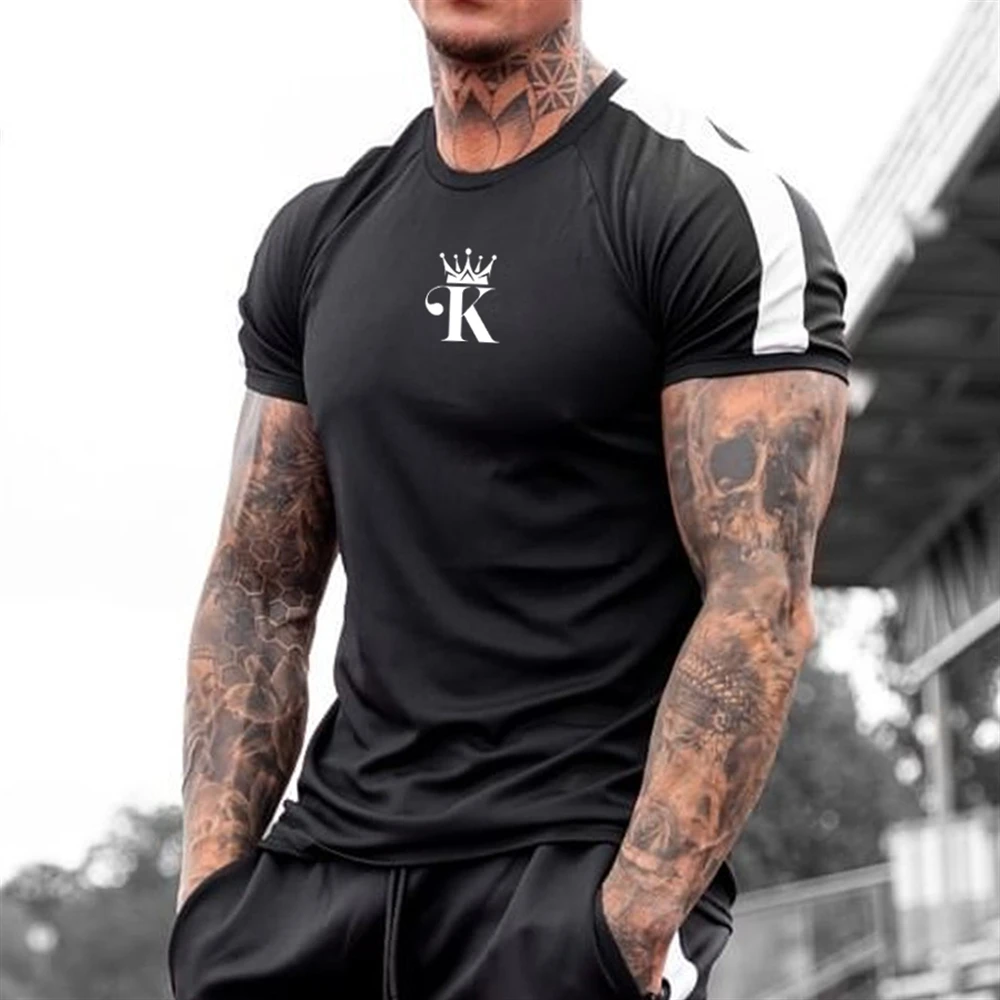 

Oversized T-shirt Men Summer Polyester Ultra-thin Quick Drying Street Round Neck Shirt Fashion Poker Short Sleeve Zebra Stripe