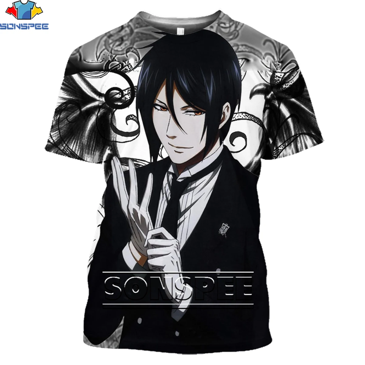 Новинка 3d-рубашка SONSPEE в стиле аниме Черный дворецкий мужская женская рубашка