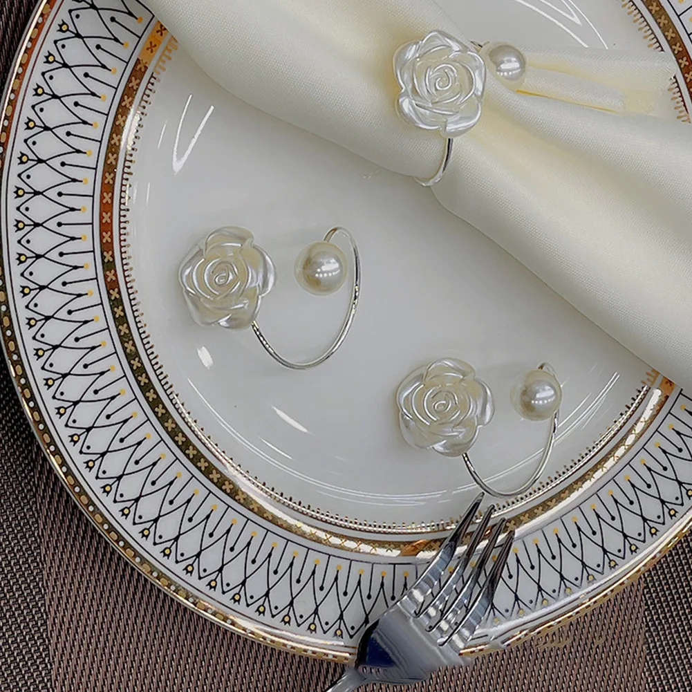 

Napkins Holder Napkin Rings 12pcs Wedding Kitchen High Quality Inner Diameter 4cm Table Decoration Pearl Decoration