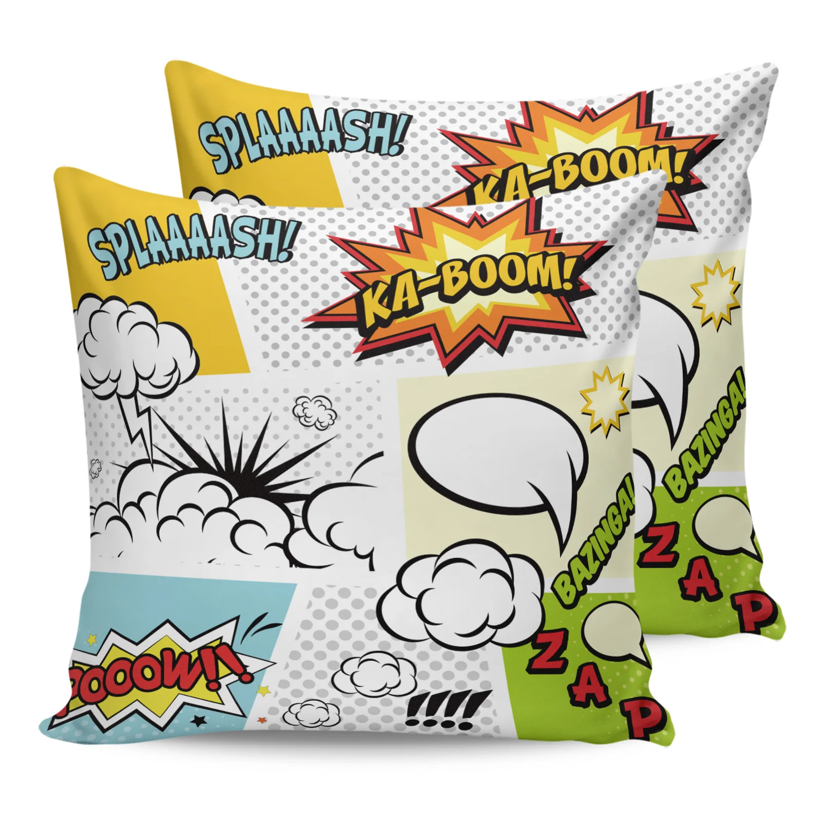 

2PCS Pillowcases Dialog Box Explosion Cushion Cover Home Bedding Living Room Decorative Couch Throw Pillow Case