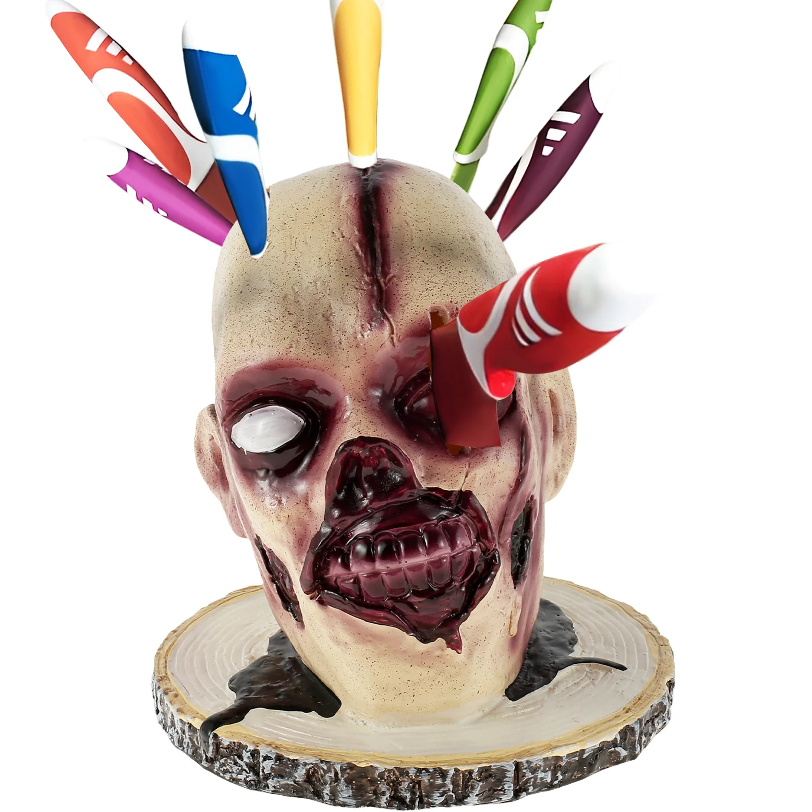 

Kitchen Horror Cutter Holder Halloween Cutter Storage Rack Creepy Desktop Cutter Holder Ornament Resin Skull Halloween Decor for