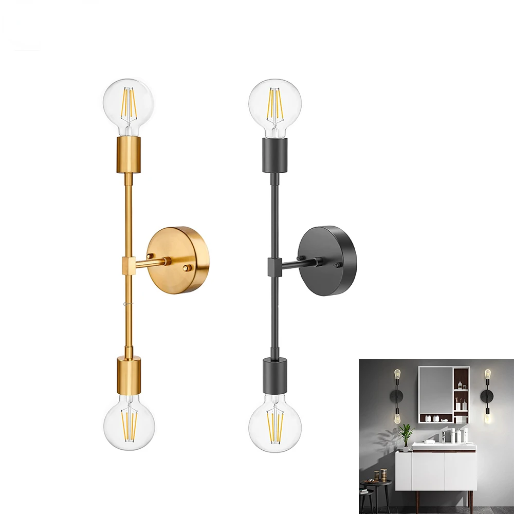 

Two Arm LED Wall Lamp E27 Bedroom Bedside Lighting 2 Double Head Bathroom Mirror Wall Light Vanity Fixture Ceiling Light