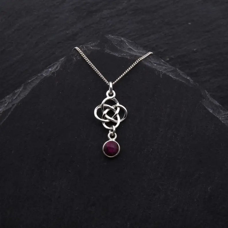 Ожерелье с кельтским Рубином кулон из стерлингового серебра ювелирные изделия