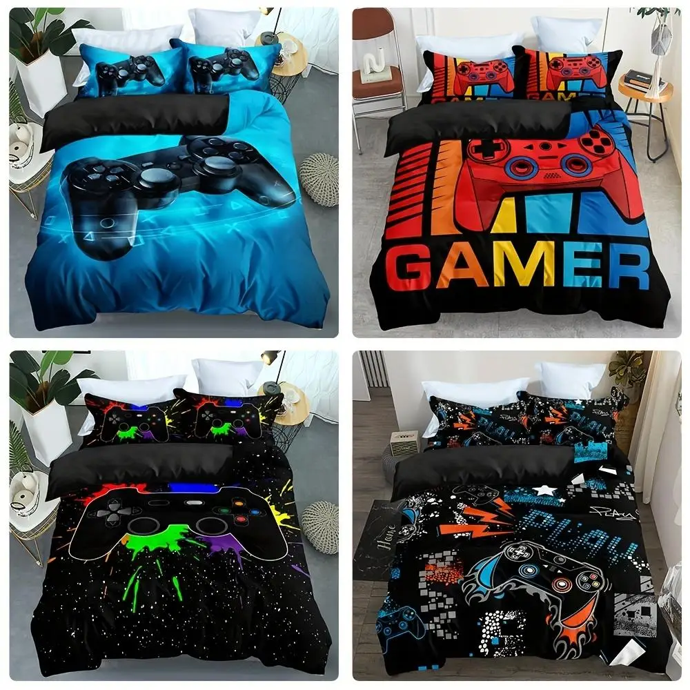 

Video Games Pattern Bedding Set Duvet Cover, For Bedroom 3pcs Duvet Cover Set (1*Duvet Cover + 2*Pillowcases, Without Core)
