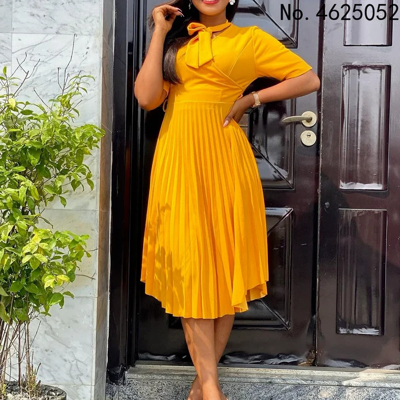 

3XL Plus Size African Pleated Dress For Women Fashion Dashiki Midi Vestido 2022 New Arrival Robe Elegant African Party Dress