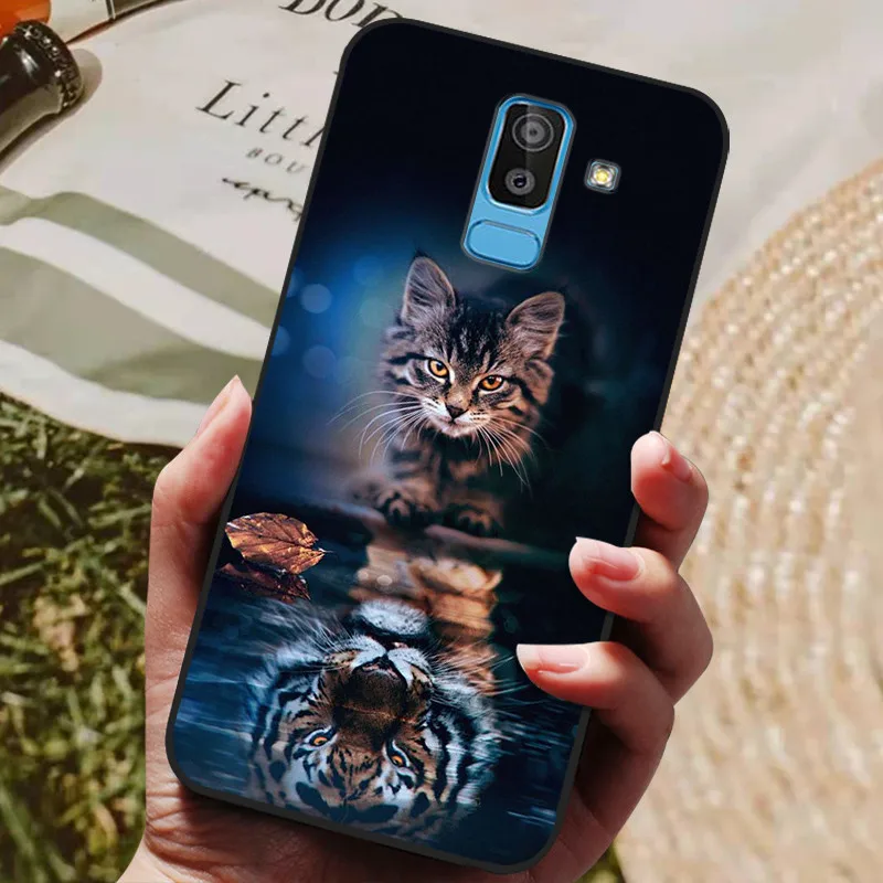 Phone Case For Samsung Galaxy J4 J6 Plus J8 2018 Fashion Painted Soft Back Cover on J6 2018 J6+ J610F Case Black Protective Capa images - 6
