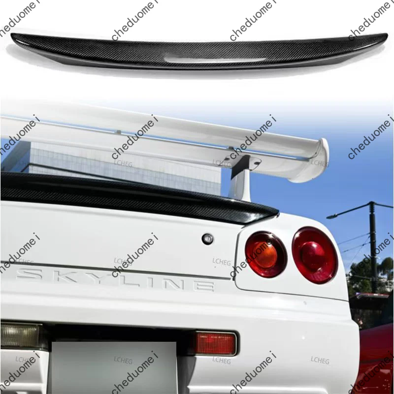 Фото Подходит для Nissan Skyline GTR R34 GTT 1999-2002 годов выпуска. Задний спойлер на крышку багажника из карбона. Аэродинамический элемент для стайлинга автомобиля. №3