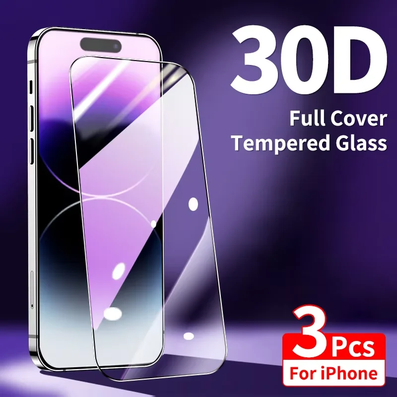Фото Противоударный чехол для телефона с защитным стеклом 30D для iPhone 17/16/15/14/13/11 Pro Max Plus/12 Mini/16e/17 Pro/i17, полное покрытие №1
