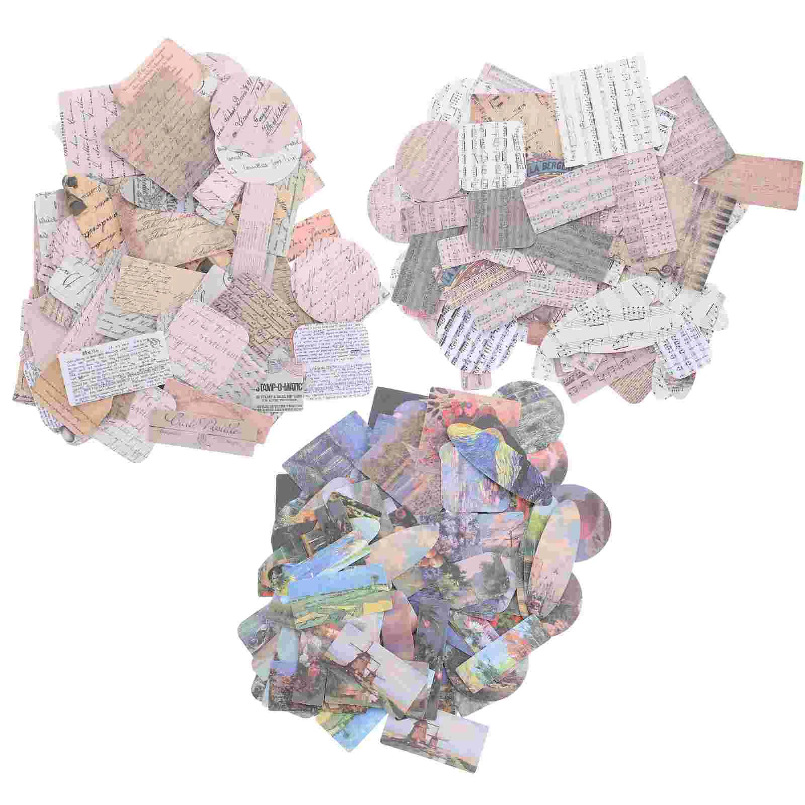 

3 Bags Scrapbooking Paper Stickers Creative Handbook Stickers DIY Material Stickers