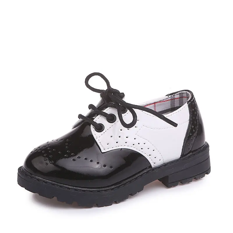 

Spring Brogue Kids Shoes For Girls Vintage London Soft Sole Children Casual Formal Patent Leather Shoes Black Fashion Boys Shoes