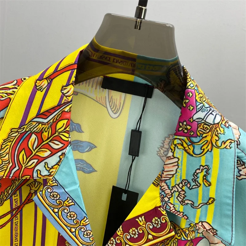 Роскошная брендовая королевская рубашка с золотым принтом Мужская Дизайнерская