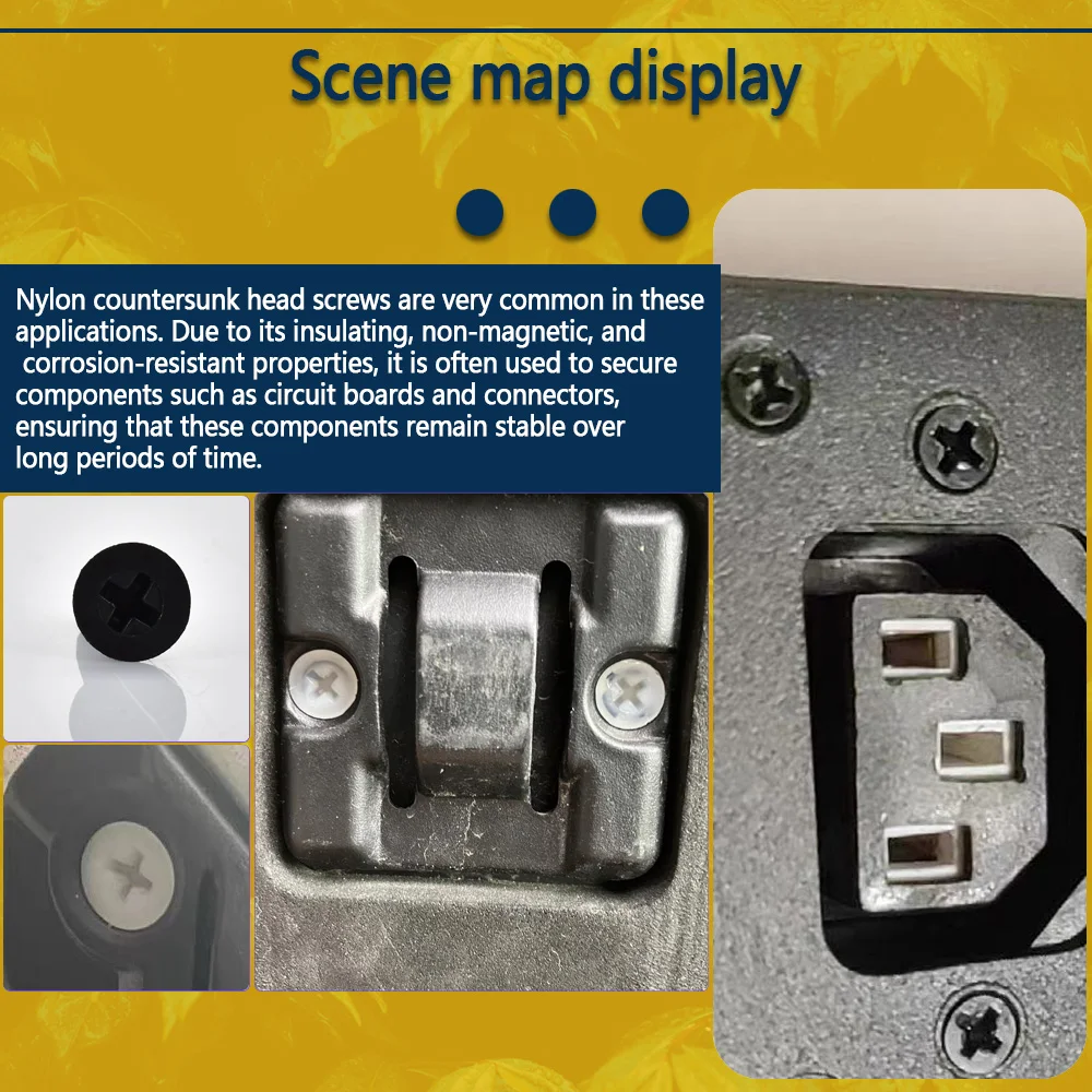 Черные нейлоновые крестовые винты M2 ~ M5 с потайной головкой подходящие для