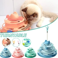 creative cat toy interactive four layer track toys detachable cat turntable with funny cat stick for large small cat pet supplie
