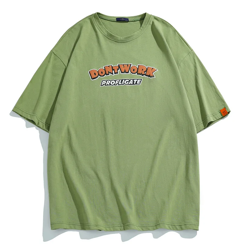 

Short Sleeved Cotton Tshirt Male Trend American 2022 Summer New Alphabet Printed Personalized Streetwear Graphic Mens Clothing