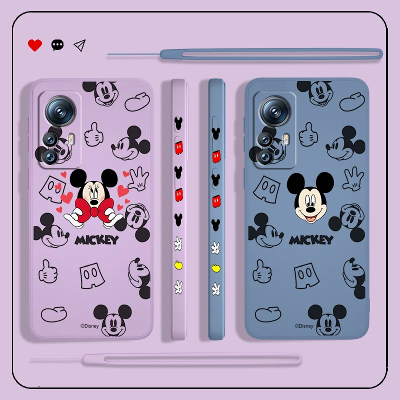 

Mickey Minnie Mouse Logo Liquid Left Rope Phone Case For Xiaomi 13 Lite 12T 12S 12 11 Ultra 11T 10T 9 Pro 5G Cover Shell Capa