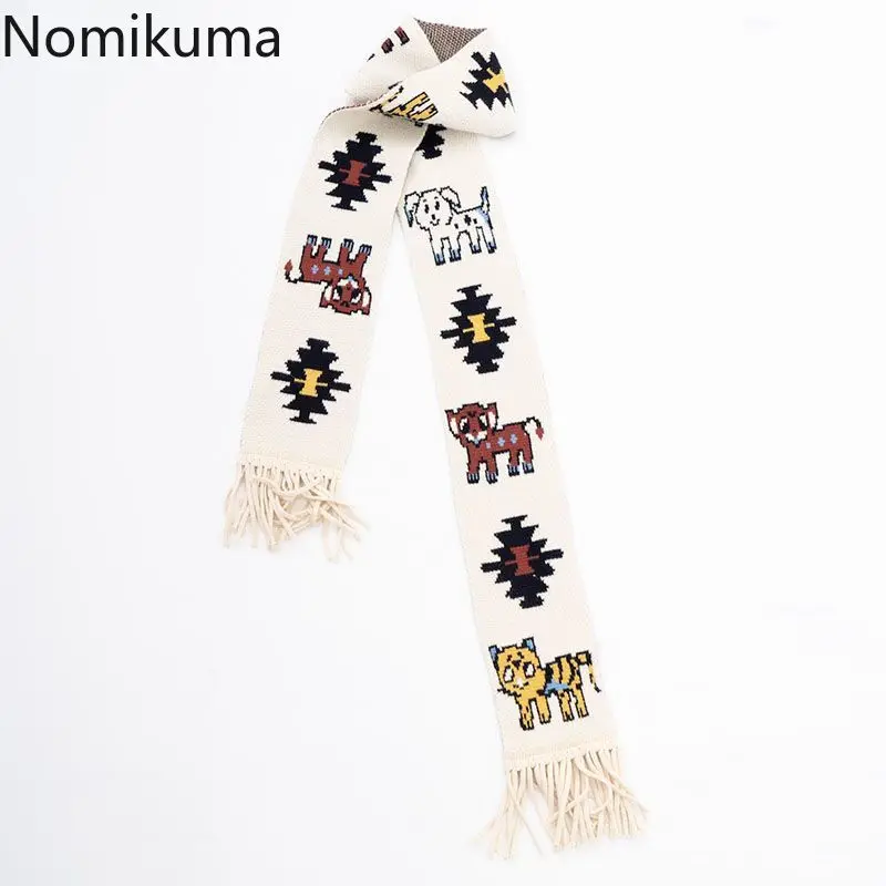 Kawaii аниме модный вязаный шарф с кисточками новый осенне-зимний теплый мультяшный