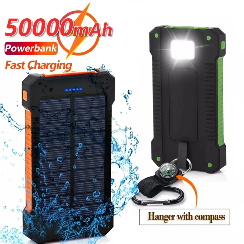 

50000mAh Solar Power Bank Large Capacity Portable Mobile Phone Charger LED Outdoor Travel External Battery for Xiaomi Samsung