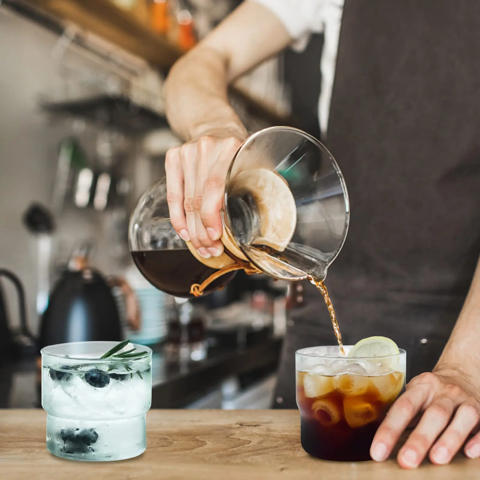 Винтажный набор из 4 Штабелируемых цветных стеклянных стаканчиков-Премиум тумбы