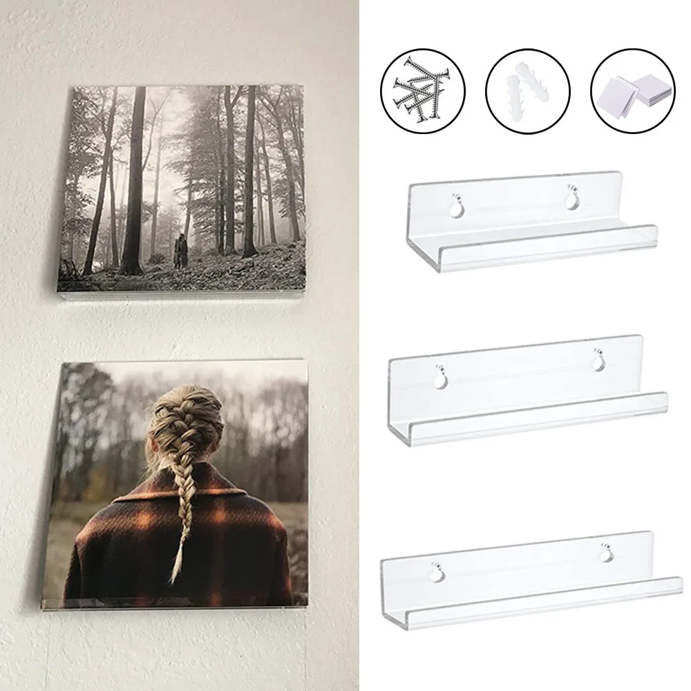 Transparent Acrylic Record CD Storage Rack Vinyl Record Shelf Wall Holder Record Display Shelf Room Decoration 4/7/12 Inches