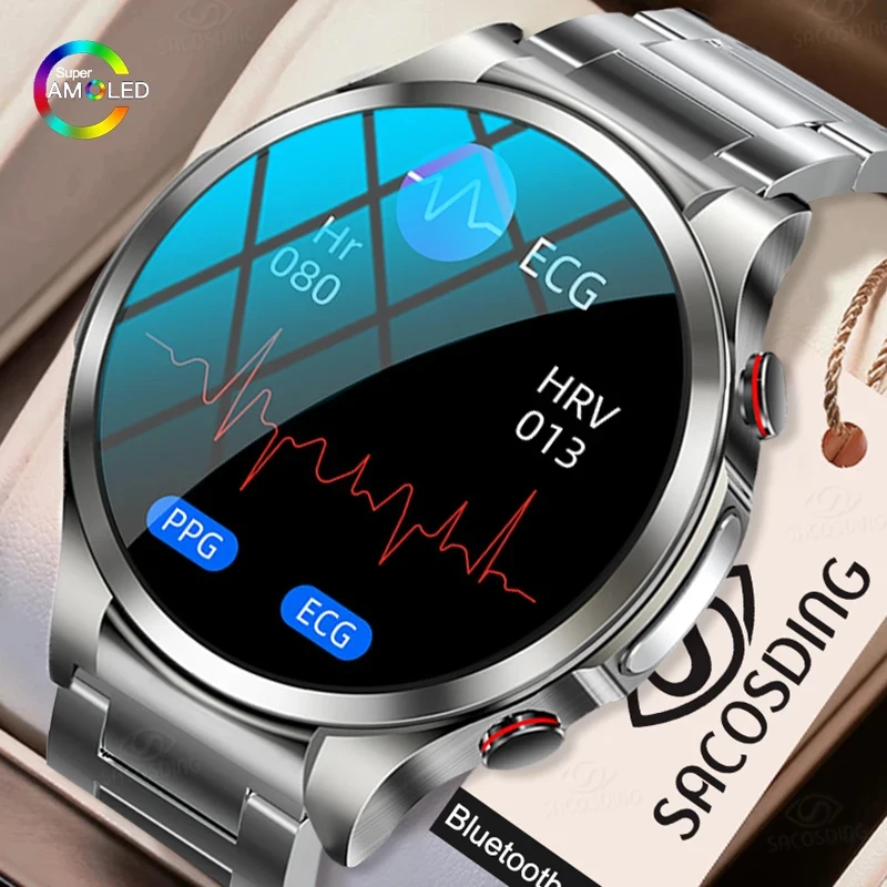 

2023 Blood Glucose Smart Watch Men ECG+PPG Heart Rate Blood Pressure Blood Oxygen Body Temperature Monitoring Smart Watches Men