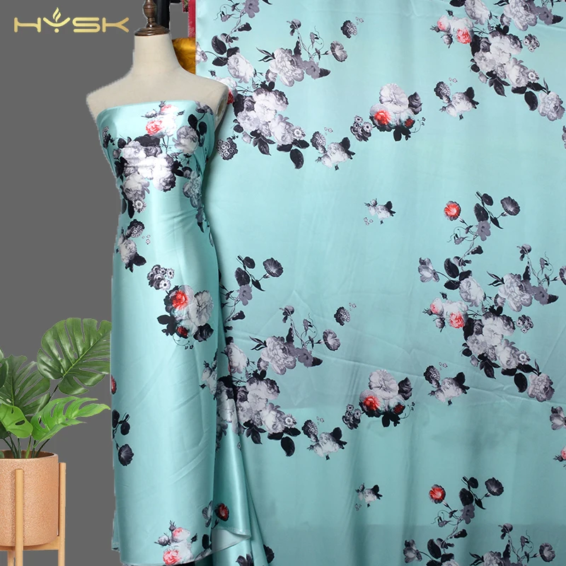 HYSK Изысканная 100 чистая шелковая атласная ткань Европейская печать мягкая для шитья женское детское платье Farbic Бесплатная доставка E2945