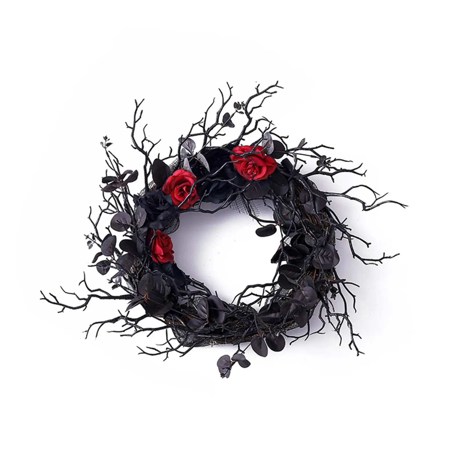 

Artificial Halloween Wreath Black Red for Door Decorations Home Window Decor