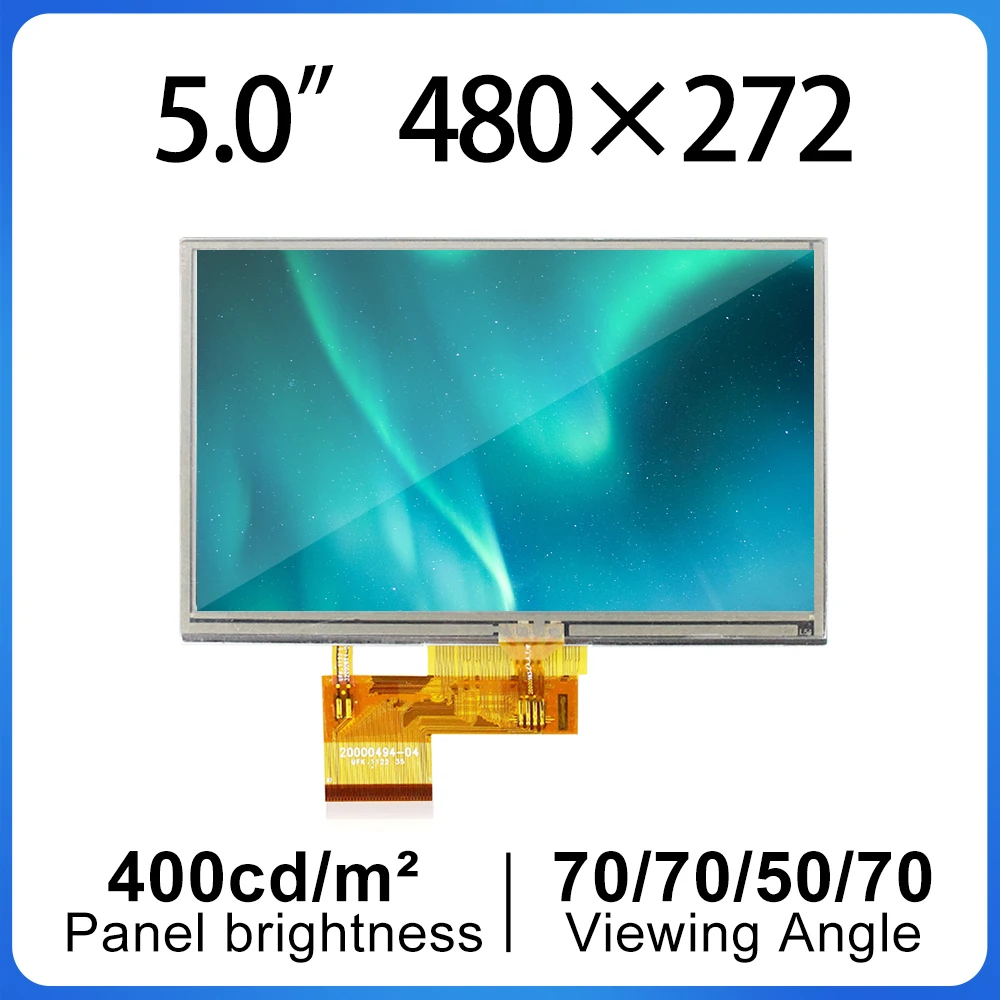 

Original 5 Inch AT050TN34 V.1 67 Pins RGB LCD Screen 480x272 Brightness 400 Contrast 500:1 Touch Screen Industrial LCD Display