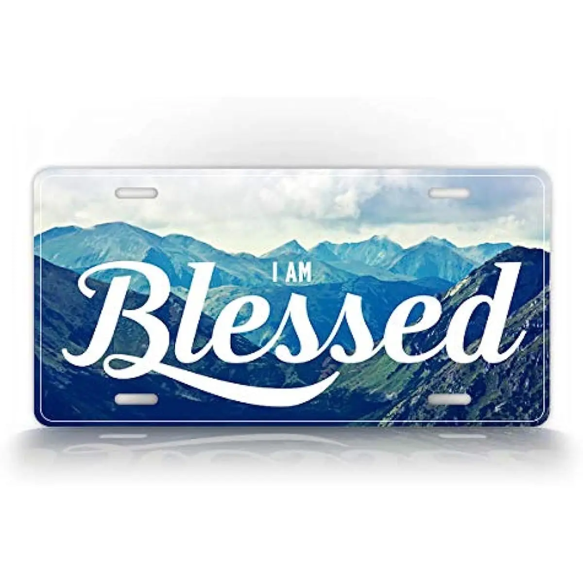 

Blessed Mountains Scene License Plate I Am Blessed Christian Auto Tag-Wall Decoration Metal Wall Sign