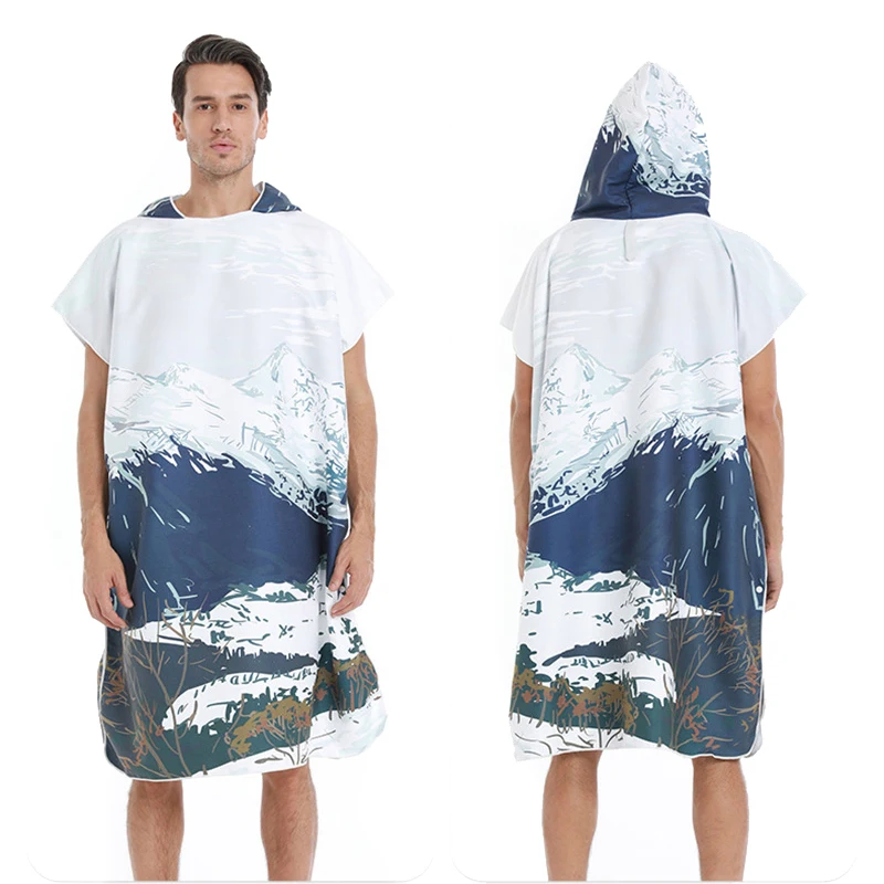 

Double-Sided Velvet Hooded Poncho Quick Dry Microfiber Beach Towel Men Women Bathrobe Swimming Surfing Wetsuit Changing Cloak
