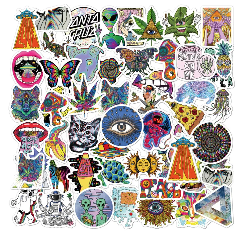

10/30/50/100pcs Cartoon Psychedelic Cool Stickers Aesthetic Art Graffiti Decals Skateboard Fridge Guitar DIY Sticker Kids Toy