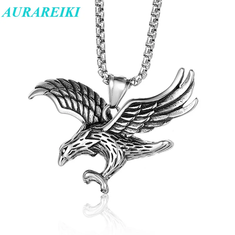 Ожерелье из нержавеющей стали в стиле ретро с изображением Крыльев Орла мужское Очаровательное ожерелье в тяжелой промышленности кулон с изображением орла Модная бижутерия подарок 2023
