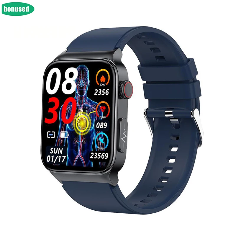 

E500 Blood Glucose Smart Watch Men Women Body Temperature ECG Health Monitor Invasive Blood Sugar IP68 Waterproof Smartwatch