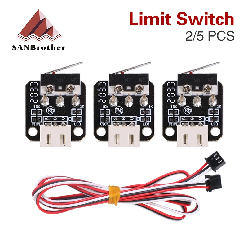 

2/5Pcs 3D Printer Accessories X/Y/Z Axis End Stop Limit Switch 3Pin N/O N/C Easy to Use Micro Switch for CR-10 Series Ender-3