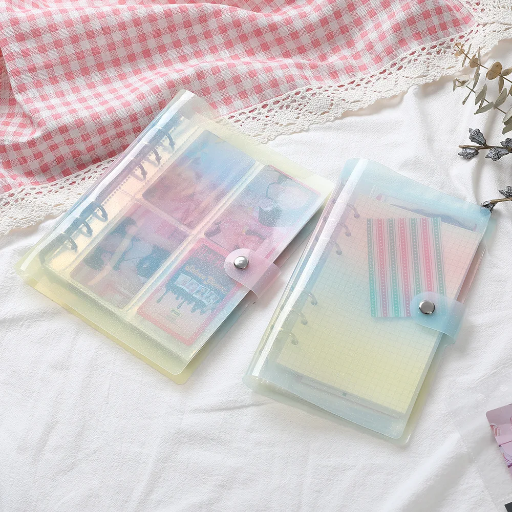 Ins Rainbow Color PVC Six-hole Loose-leaf Album Candy-colored Girl Three-inch Album This Student Star Card Collection Book